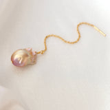 Barok ørekæde violet - forgyldt