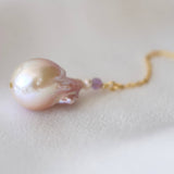 Barok ørekæde lilla - forgyldt