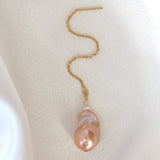 Barok ørekæde lyserød - forgyldt