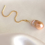 Barok ørekæde lyserød - forgyldt