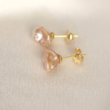 Barok ferskvandsperle ørestik #2