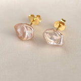 Barok ferskvandsperle ørestik #3